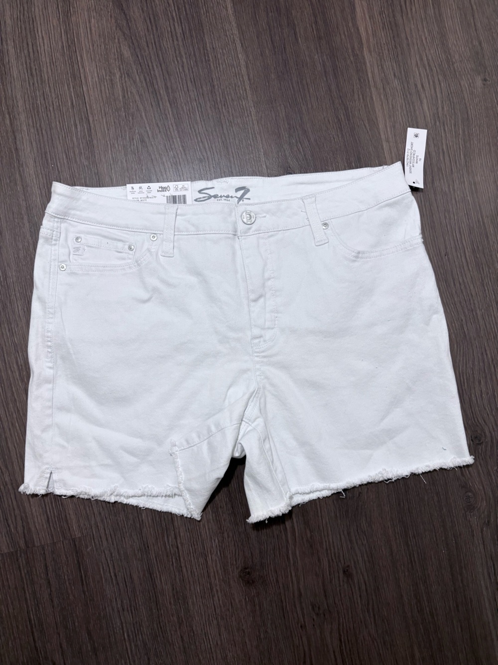 Seven7 White Frayed Hem Denim Shorts